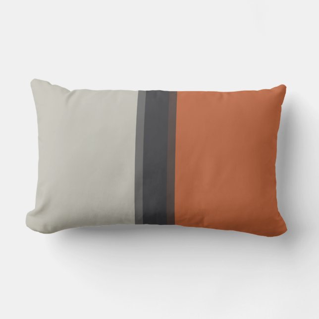Snyggt Grått Navy Orange Red Rand Mönster Utomhuskudde (Framsida)