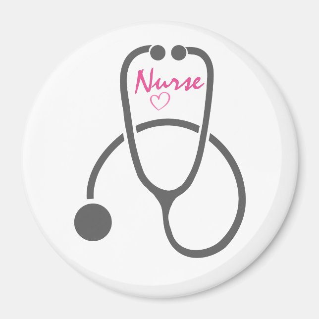 Snyggt Grått Nursing Stethoscope Illustration Magnet (Framsidan)