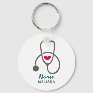 Snyggt Grått Nursing Stethoscope Illustration Nyckelring