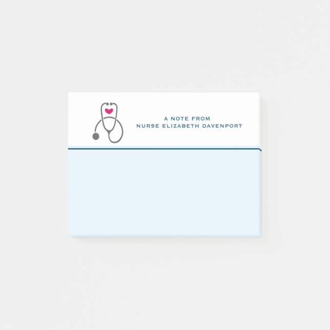 Snyggt Grått Nursing Stethoscope Illustration Post-it Block (Framsida)