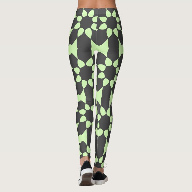 Snyggt Grått Olive-Blommönster Leggings (Baksida)