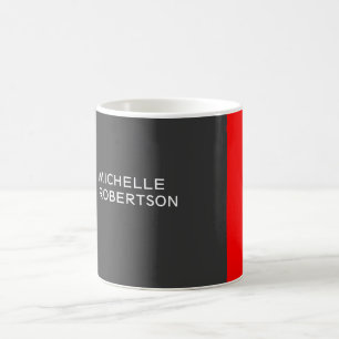 Snyggt Grått Red Minimalist Modern Add Namn Kaffemugg