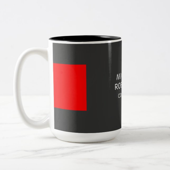 Snyggt Grått Red Minimalist Modern Två-Tonad Mugg (Vänster)