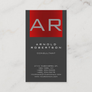 Snyggt Grått Red Rand Monogram Affärskort Visitkort