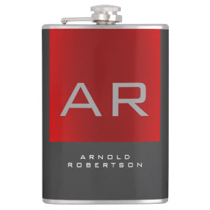 Snyggt Grått Red Trendig Monogram Lägg till Namn Fickplunta