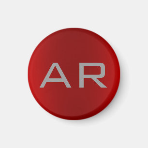 Snyggt Grått Red Trendig Monogram Magnet
