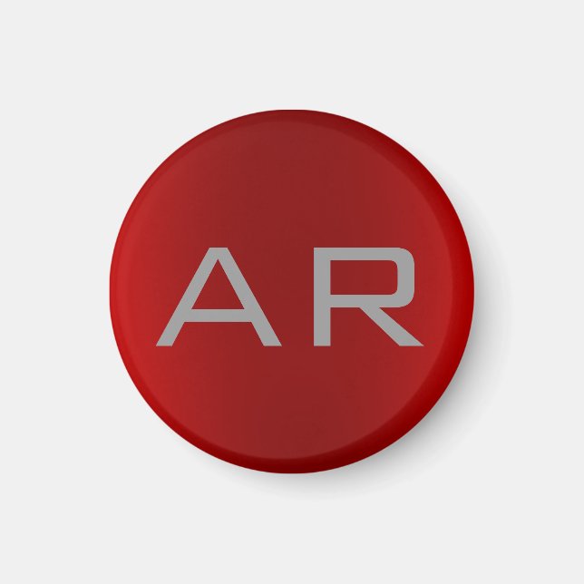 Snyggt Grått Red Trendig Monogram Magnet (Framsidan)