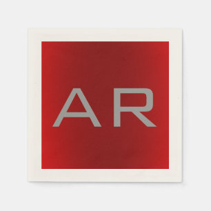 Snyggt Grått Red Trendig Monogram Pappersservett