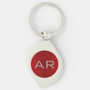 Snyggt Grått Red Trendig Monogram Swirl Silverfärgad Nyckelring