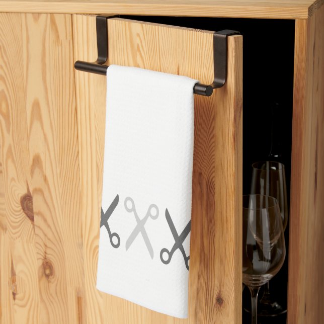 Snyggt Grått Sissors Hairdresser Taylor Kökshandduk (Thirds Fold)
