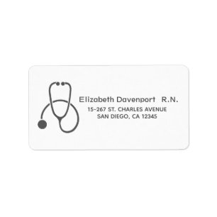 Snyggt Grått Stethoscope Illustration på vit Adressetikett