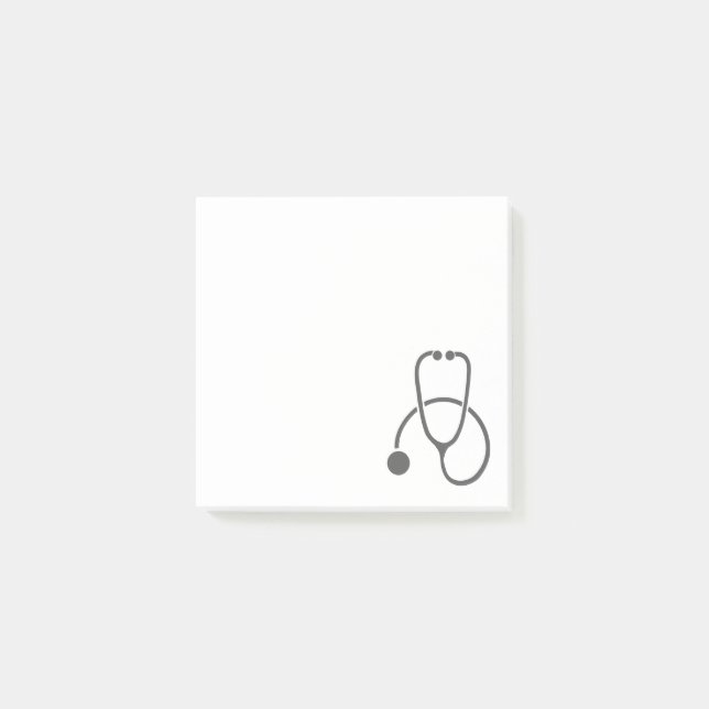 Snyggt Grått Stetoscope på Pastellblått Post-it Block (Framsida)