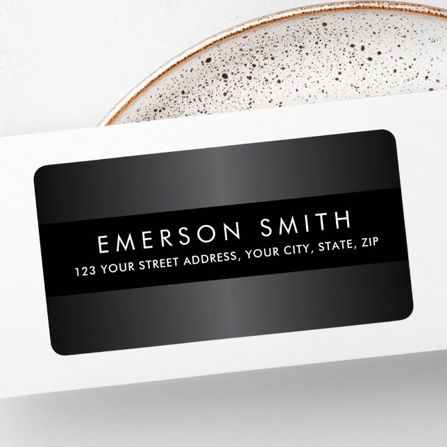 Snyggt grått svartvit minimalistisk returadress adressetikett (Stylish gray black minimalist return address label)