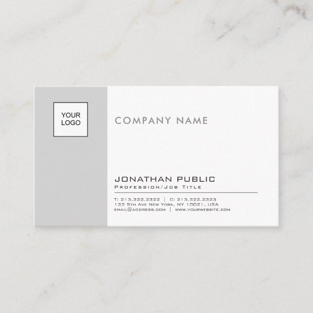 Snyggt Grått White Professionell Company Plain Visitkort (Framsida)