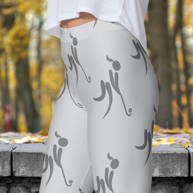 Snyggt Grått Womens Hockey Mönster Leggings (Womens Hockey on Light Gray Leggings)