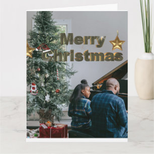 Snyggt Greenery Julgran Family Photo Kort
