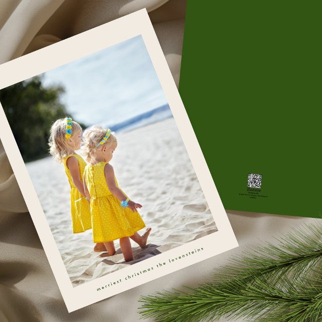 Snyggt Grönt Cream-julfoto Ram Julkort (Skapare uppladdad)