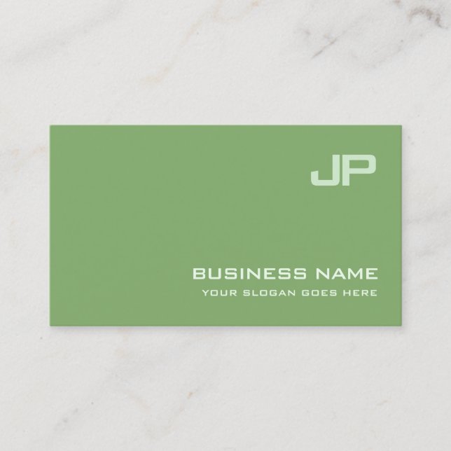 Snyggt Grönt Design Monogram Plain Luxe Visitkort (Framsida)