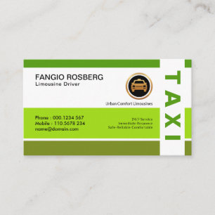 Snyggt Grönt Enkel Professionell Modern Taxi Visitkort