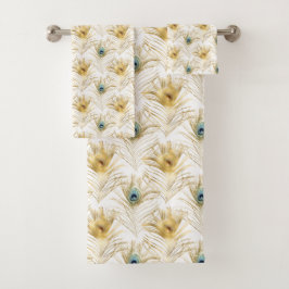 Snyggt Grönt Guld Peacock Feathers