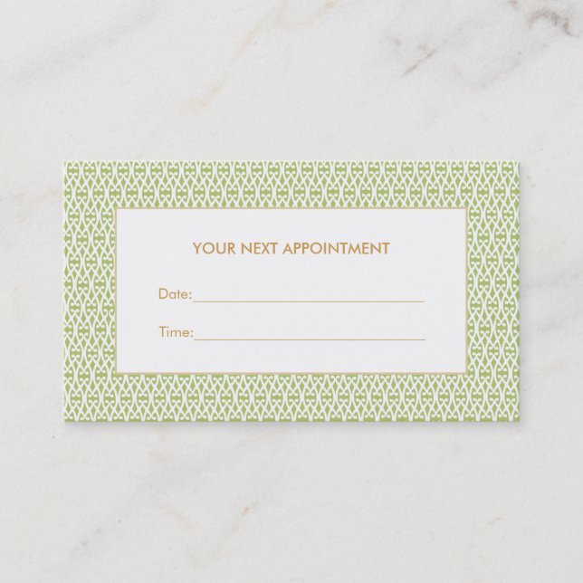 Snyggt Grönt Lattice Salon avtalskort Tidsbeställning Kort (Framsida)