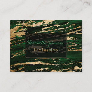 Snyggt Grönt och Abstrakt Guld Marbleized Paint Visitkort