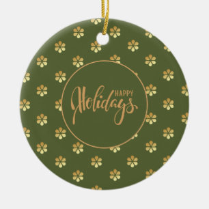 Snyggt Grönt och Daisy Guld jul Julgransprydnad Keramik