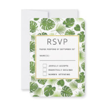 Snyggt Grönt Tropical Löv Mönster Bröllop