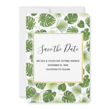 Snyggt Grönt Tropical Löv Mönster Bröllop