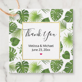 Snyggt Grönt Tropical Löv Mönster Gåvor Etiketter