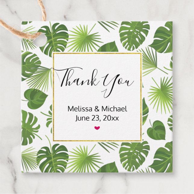 Snyggt Grönt Tropical Löv Mönster Gåvor Etiketter (Framsida)