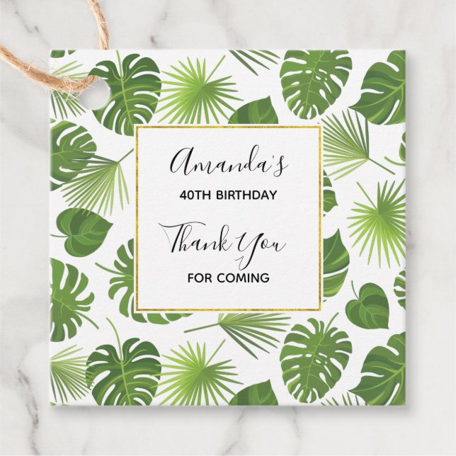 Snyggt Grönt Tropical Löv Mönster Gåvor Etiketter (Framsida)