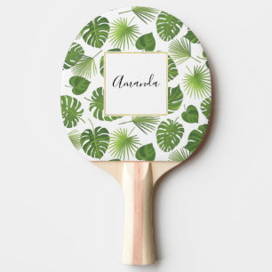 Snyggt Grönt Tropical Löv Mönster Pingisracket