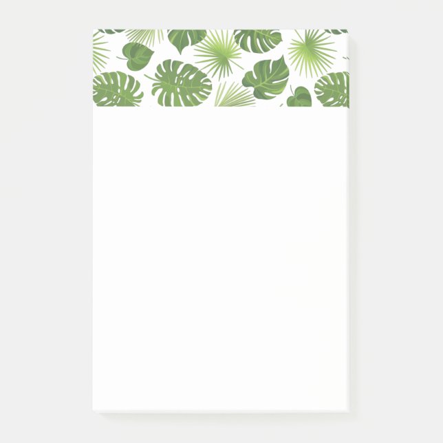 Snyggt Grönt Tropical Löv Mönster Post-it Block (Framsida)