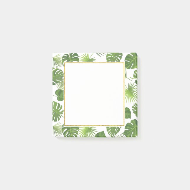 Snyggt Grönt Tropical Löv Mönster Post-it Block (Framsida)