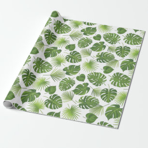 Snyggt Grönt Tropical Löv Mönster Presentpapper