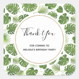 Snyggt Grönt Tropical Löv Mönster Tack Fyrkantigt Klistermärke