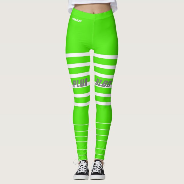 Snyggt grönt vit engrammad workout leggings (Framsida)