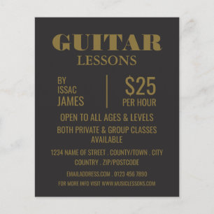 Snyggt Guitar Lessons Reklam Flygblad