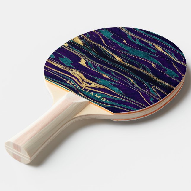 Snyggt guld abstrakt marbleiserad färgbild pingisracket (Frontvinkel)