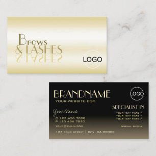 Snyggt Guld Black Chic Spegel Brev med Logotyp Visitkort
