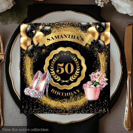 Snyggt Guld Bubblor Napkins med Heels Ro Guld Pappersservett