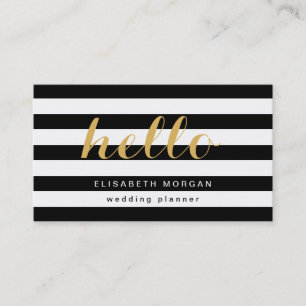 Snyggt Guld Calligraphy Hej Black White Rand Visitkort