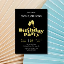 Snyggt Guld Champagne Black Födelsedagsfest