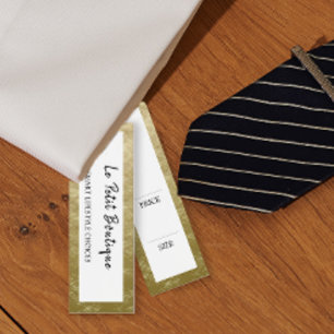 Snyggt Guld Clothing Hanging visning Pris Märkre Litet Visitkort