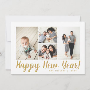 Snyggt Guld Collage Photo New Year's Card Julkort