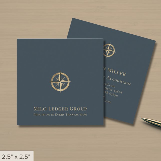 Snyggt Guld Compass-Logotyp Fyrkantigt Visitkort (Skapare uppladdad)