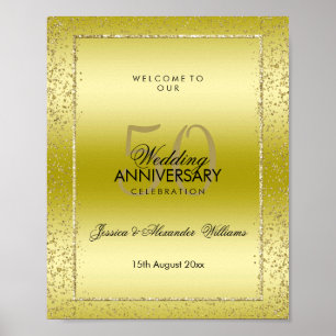 Snyggt Guld Confetti 50:e Golden Bröllop Poster
