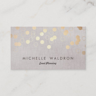 Snyggt Guld Confetti Event Planner Taupe Linen Visitkort