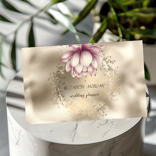 Snyggt Guld Confetti Glitter Lotus Metallic Visitkort (Skapare uppladdad)